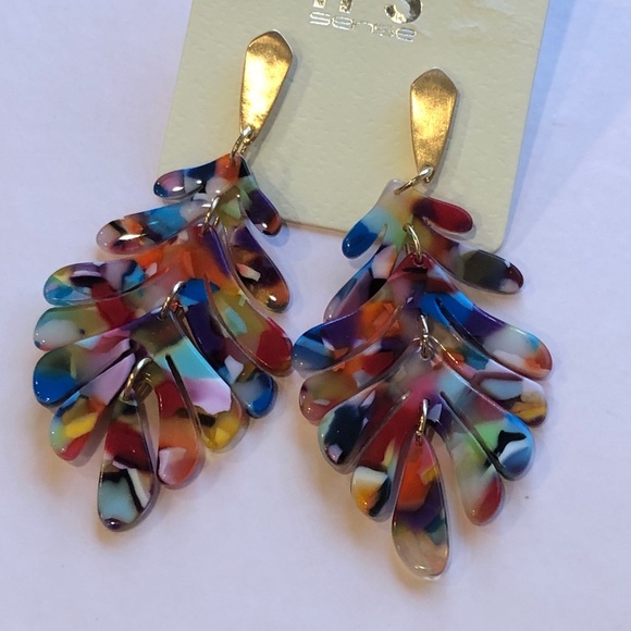 Jewelry - Celluloid Acetate Tropical Leaf Dangle Earrings Jewelry - Celluloid Acetate Tropical Leaf Dangle Earrings